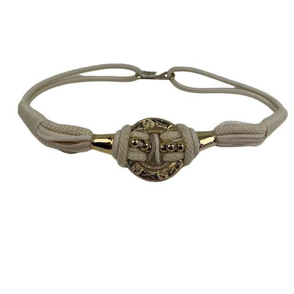 Vintage Leather‎ Shop Cord Rope Waist Belt Knotted Cosplay Boho Cream Gold M